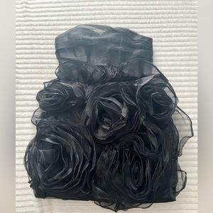 LanTing black flower strapless mini dress